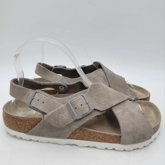Birkenstock Tulum Stone Beige Coin Suede Soft Footbed Regular Sz EU 37 US 6.5 - Picture 2 of 11
